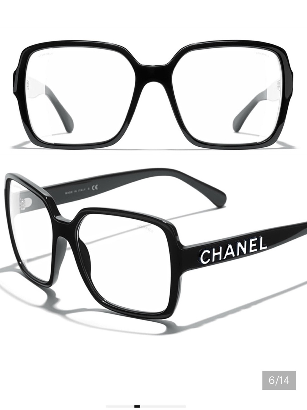 CHANEL glasses Black Square Acetate Optical Frames w Logo. AUTHENTIC. New in box